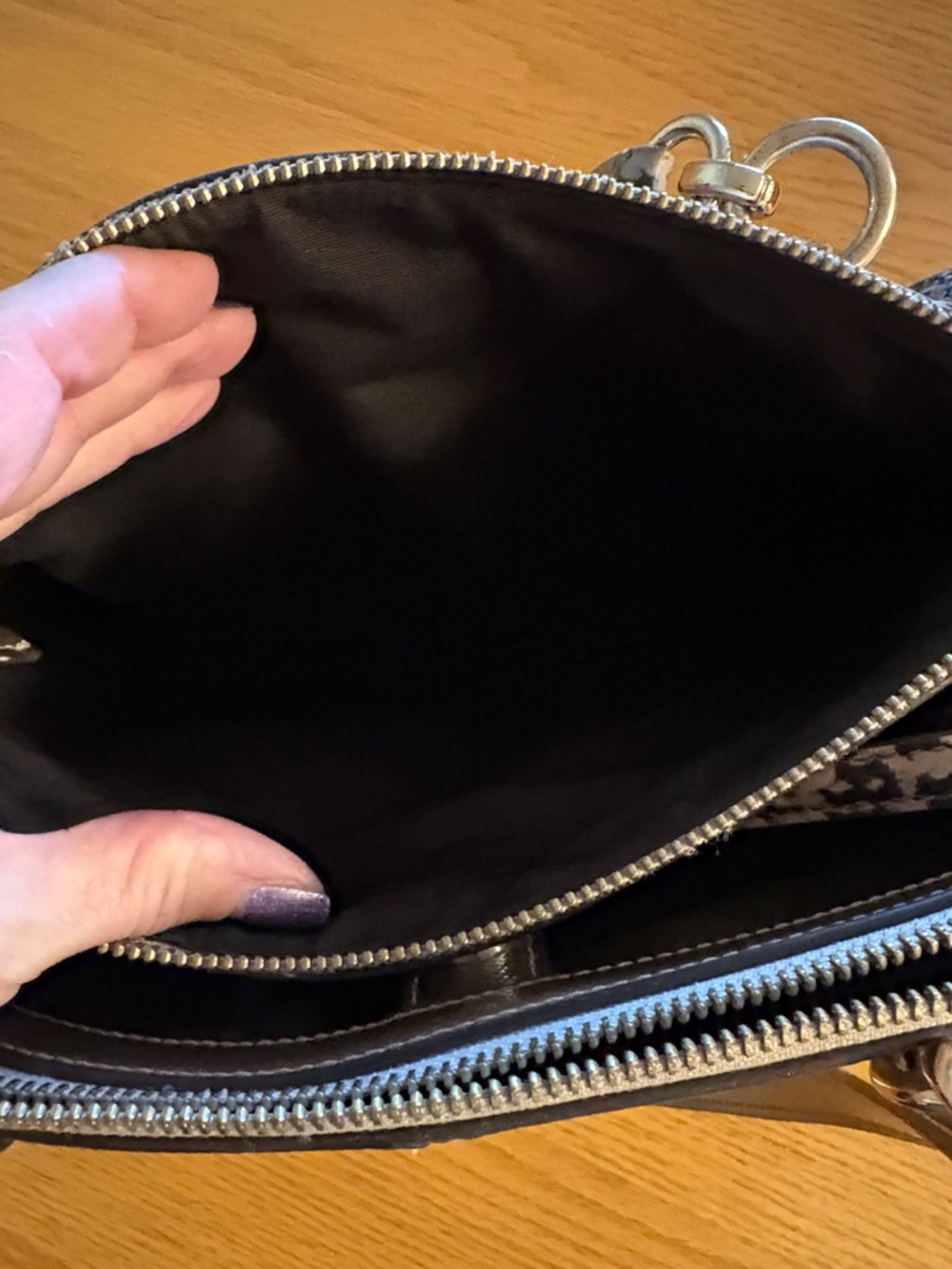 Coach Silver Satchel with Snake-Print Handles Kitt - Picture 6 of 8